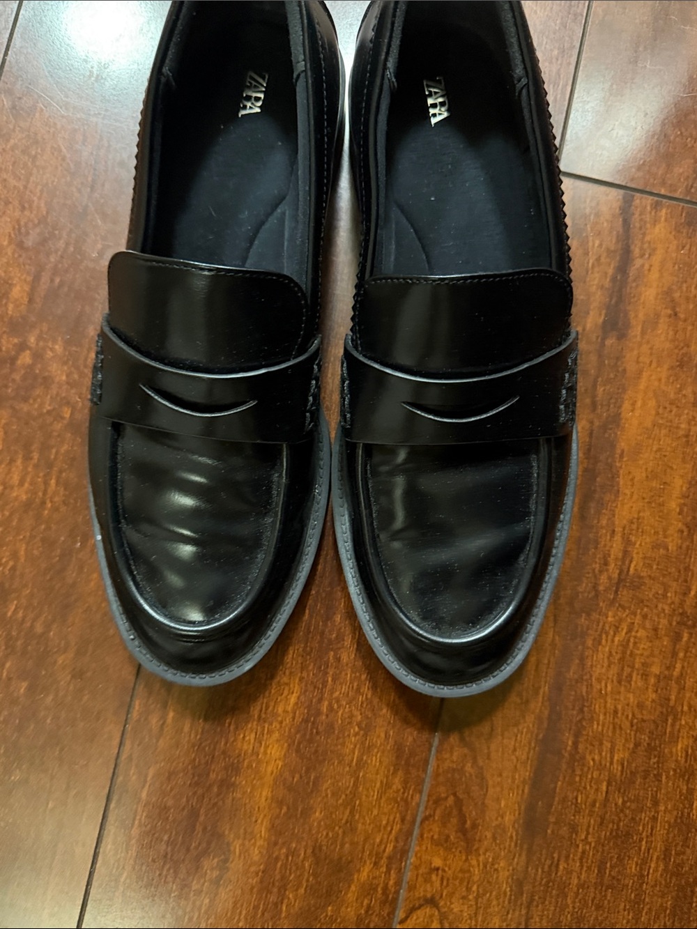 Zara Black Glossy Penny Loafers